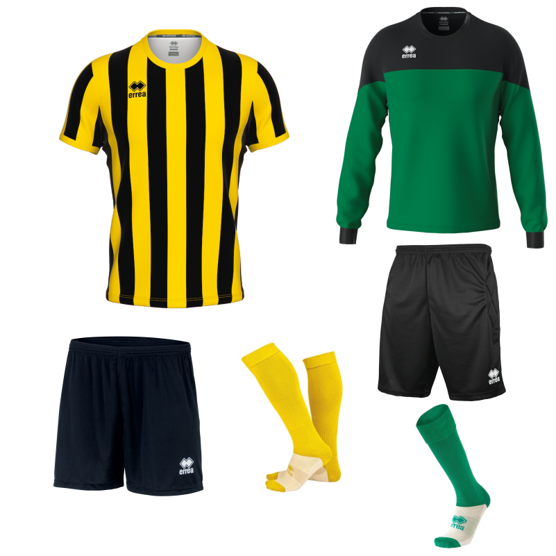 ERREA STRIP SS KIT BUNDLE BLACK YELLOW Team Sport Direct