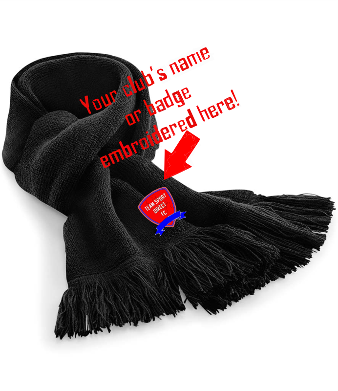 Embroidered Classic Knitted Scarf Black