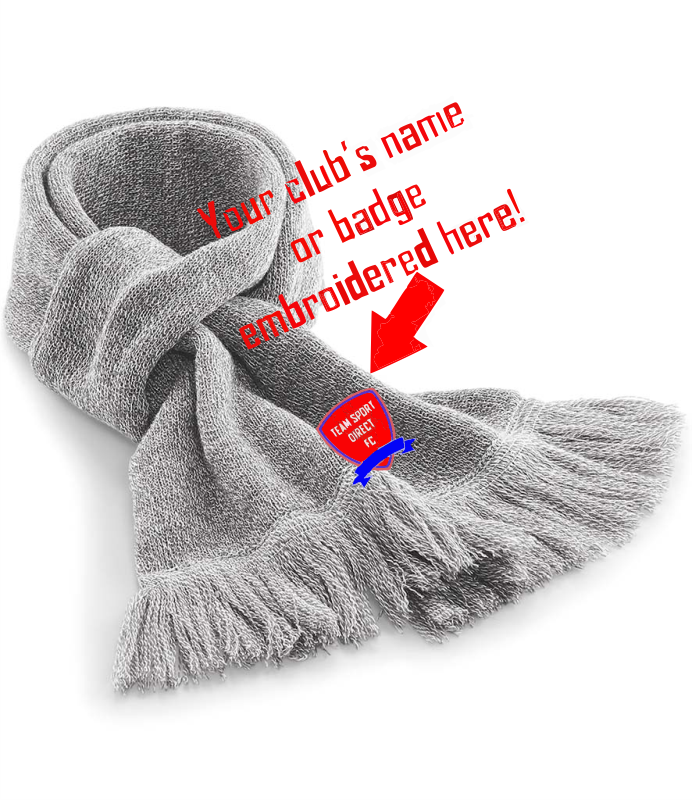 Embroidered Classic Knitted Scarf Grey
