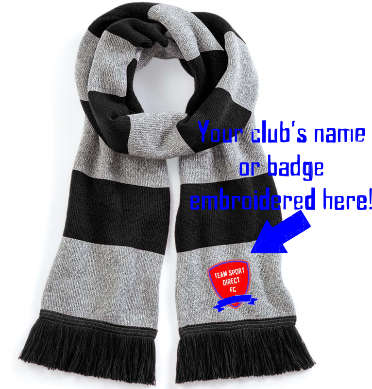 Embroidered Beechfield Stadium Scarf Black Grey