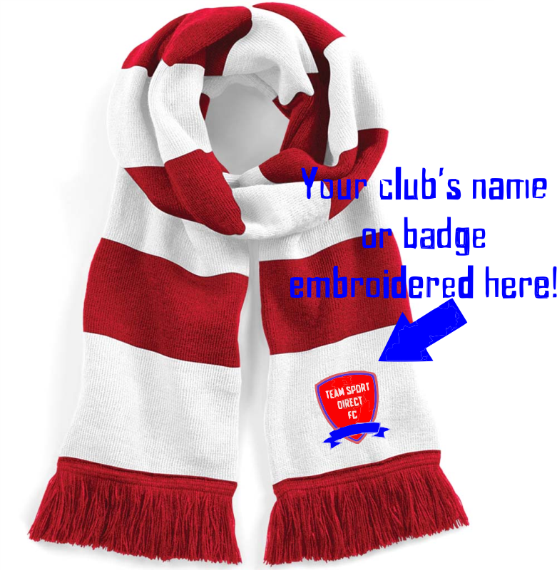 Embroidered Beechfield Stadium Scarf Red White