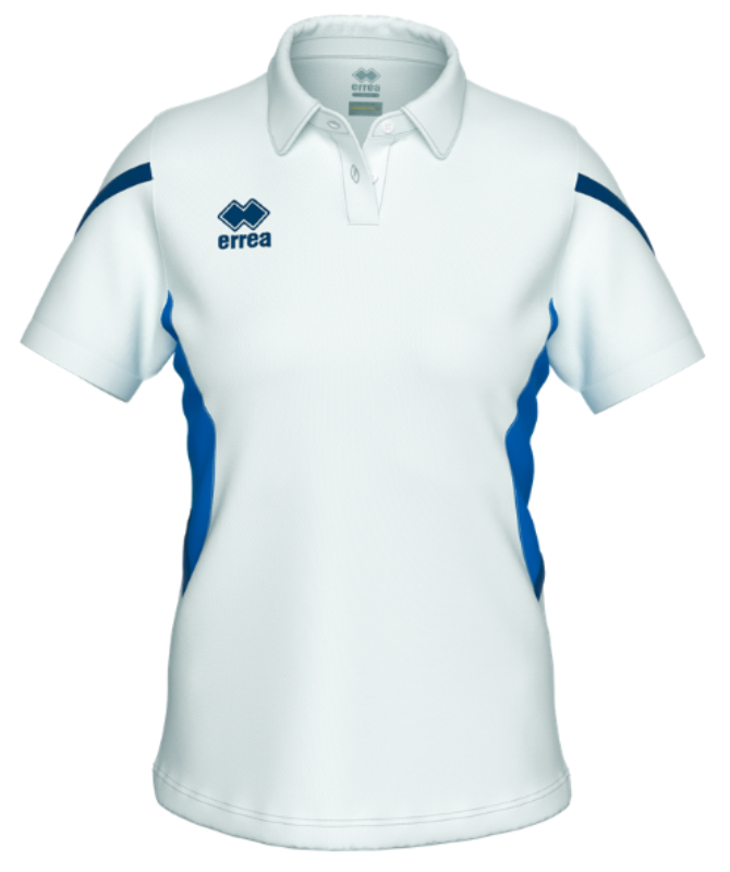 ERREA CARMEN WOMENS POLO WHITE BLUE NAVY