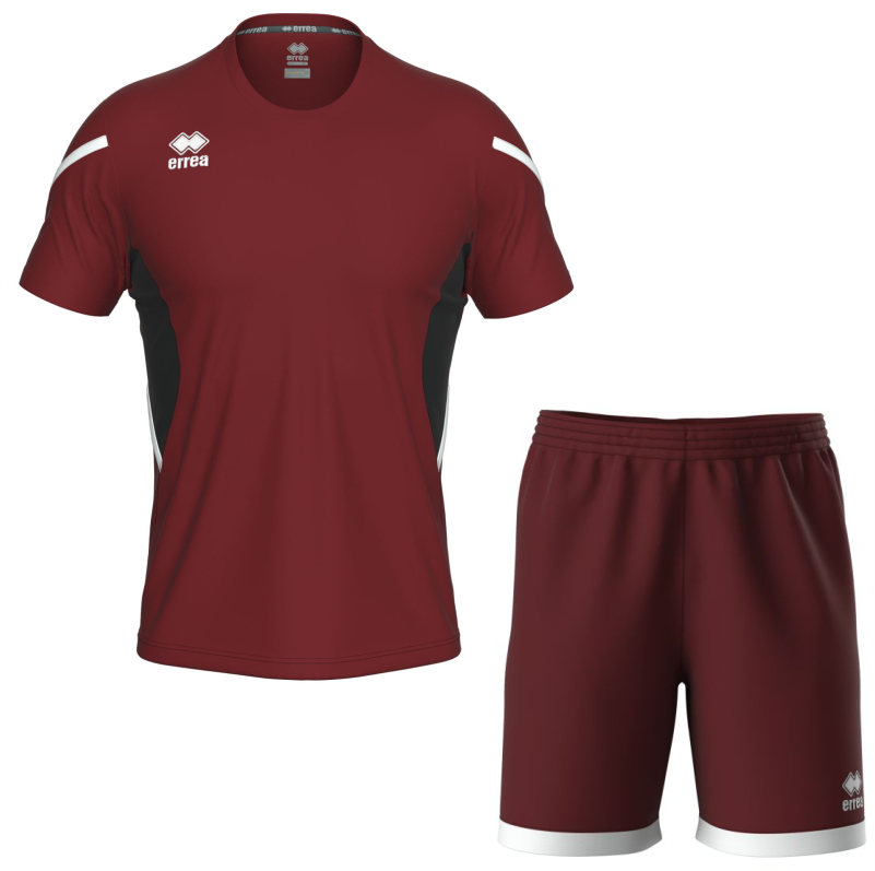 Errea Curtis Set with Barney Shorts Maroon Black White