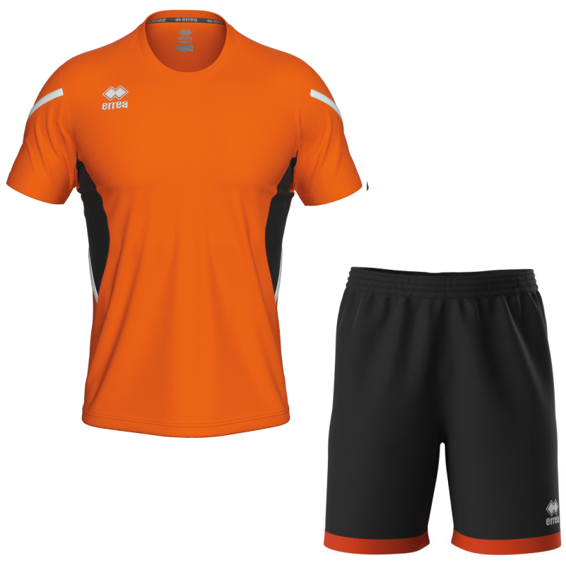 Errea Curtis Set with Barney Shorts Orange Black White
