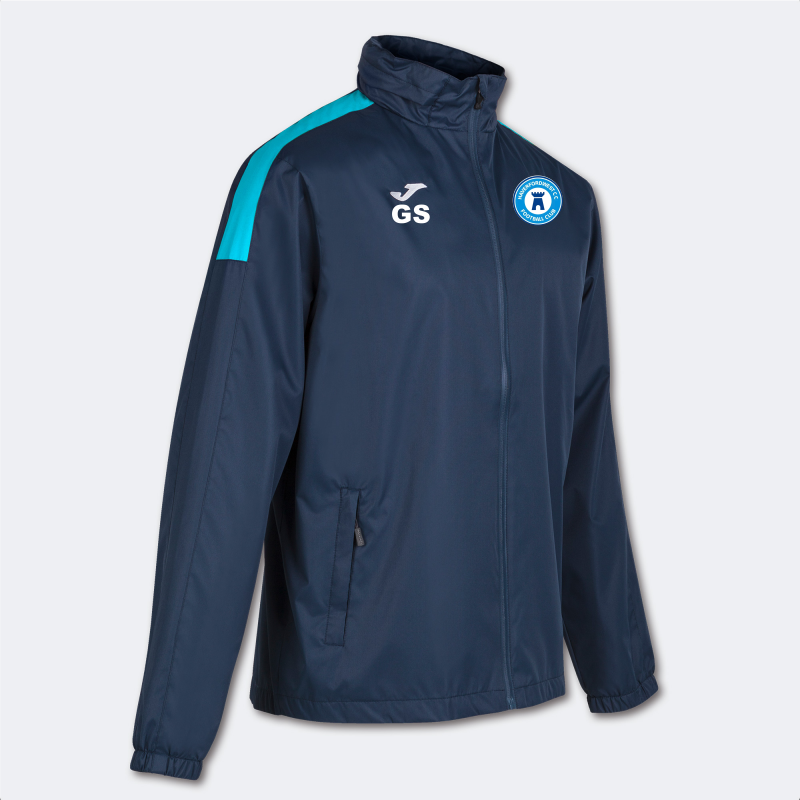 JOMA HAVERFORDWEST CRICKET & FOOTBALL CLUB RAINCOAT NAVY FLUOR TURQUOISE