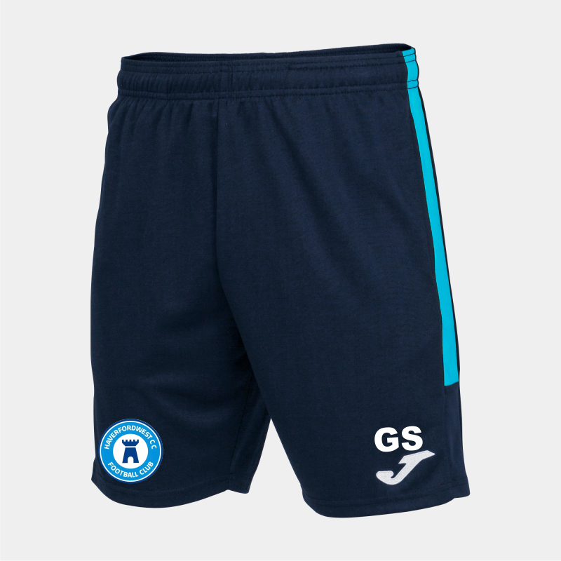 JOMA HAVERFORDWEST CRICKET & FOOTBALL CLUB SHORTS NAVY FLUOR TURQUOISE