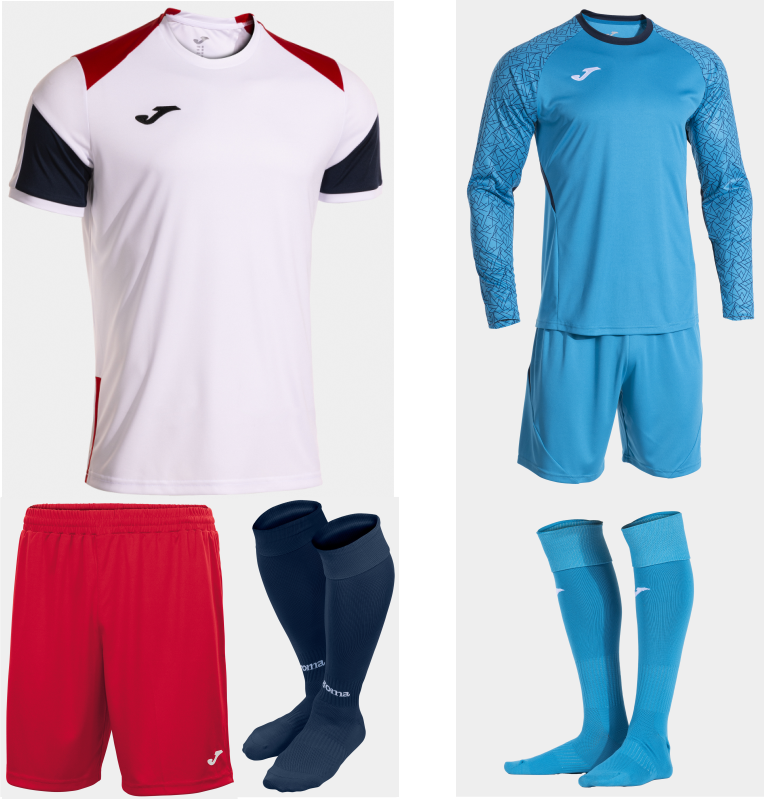 JOMA DANUBIO IV KIT BUNDLE WHITE RED DARK NAVY