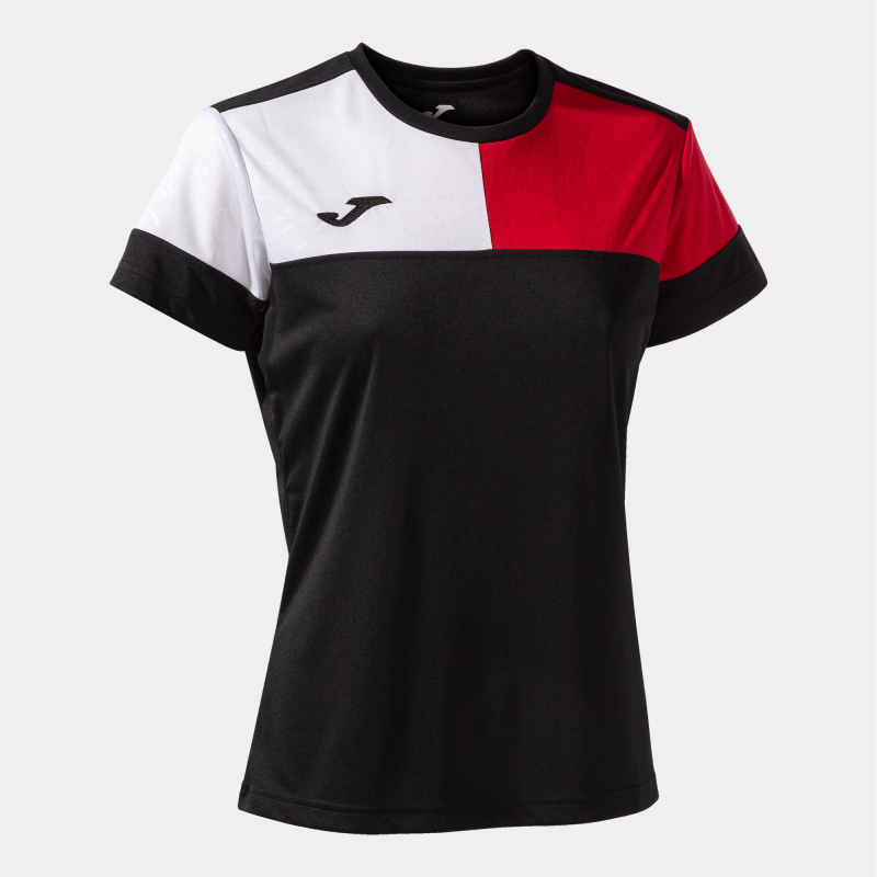 JOMA WOMENS CREW V T-SHIRT BLACK RED WHITE