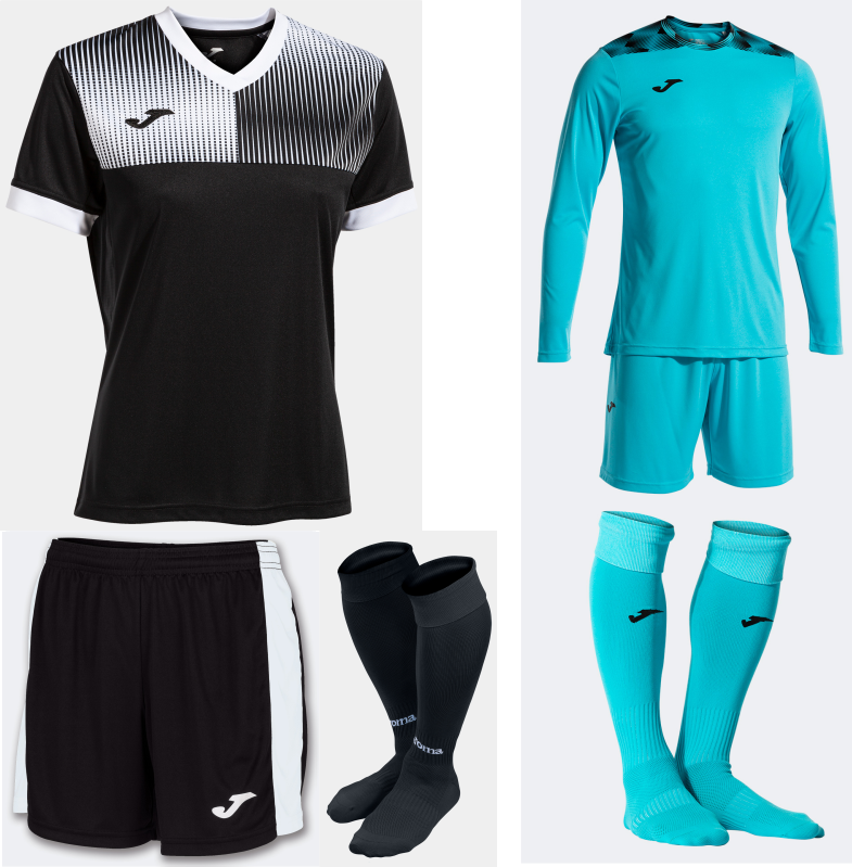 JOMA WOMENS ECO SUPERNOVA KIT BUNDLE BLACK WHITE