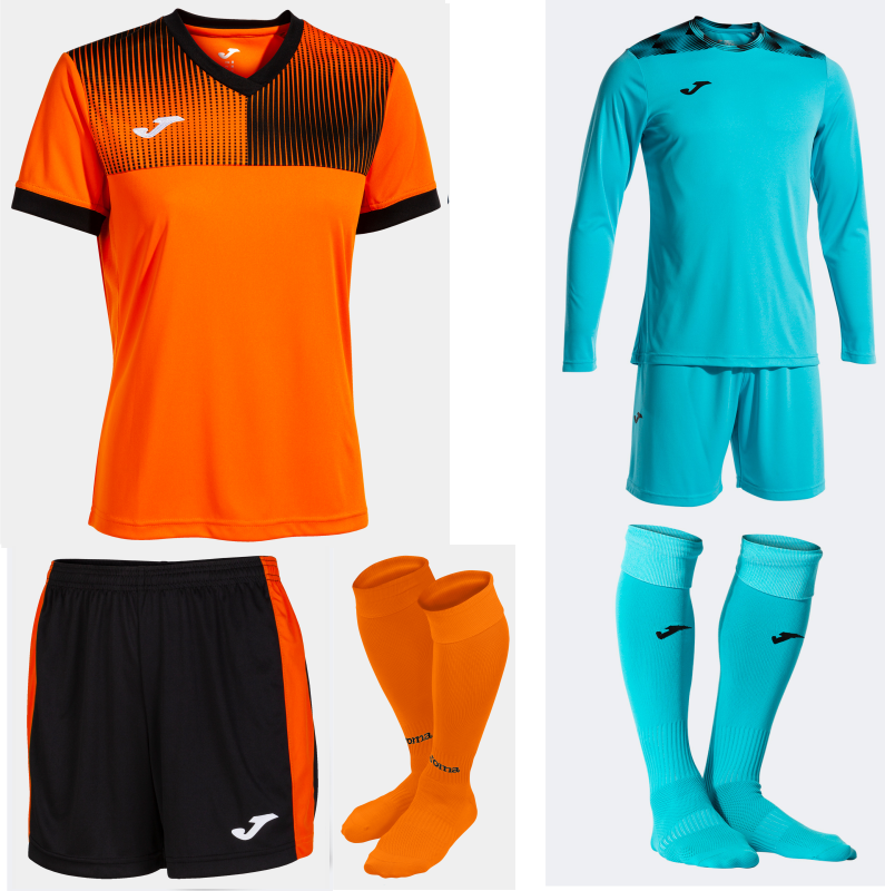 JOMA WOMENS ECO SUPERNOVA KIT BUNDLE BRIGHT ORANGE BLACK