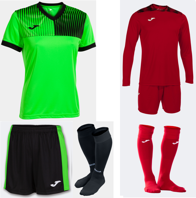 JOMA WOMENS ECO SUPERNOVA KIT BUNDLE GREEN FLUOR BLACK