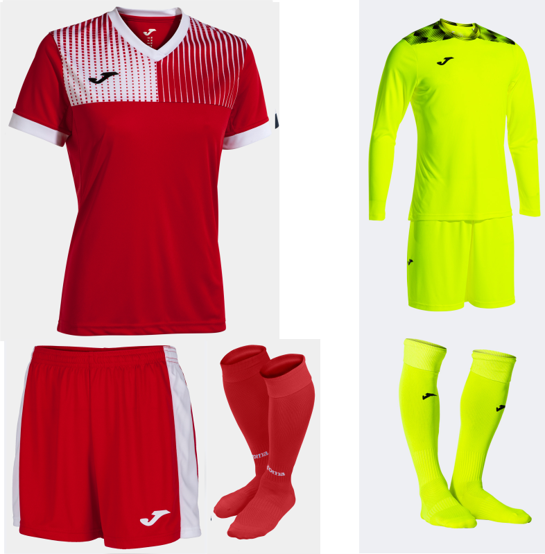 JOMA WOMENS ECO SUPERNOVA KIT BUNDLE RED WHITE