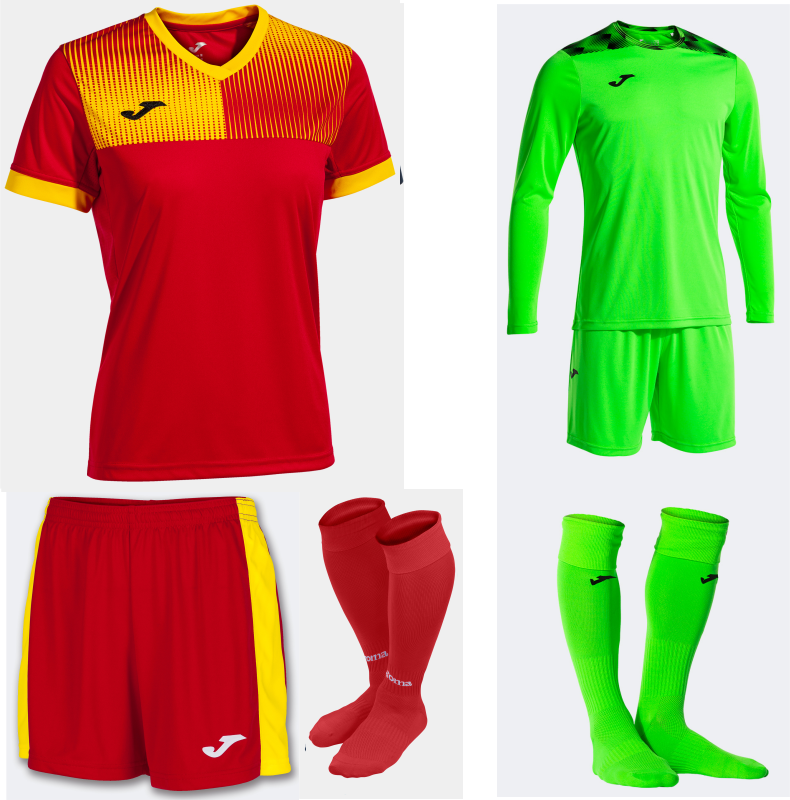 JOMA WOMENS ECO SUPERNOVA KIT BUNDLE RED YELLOW