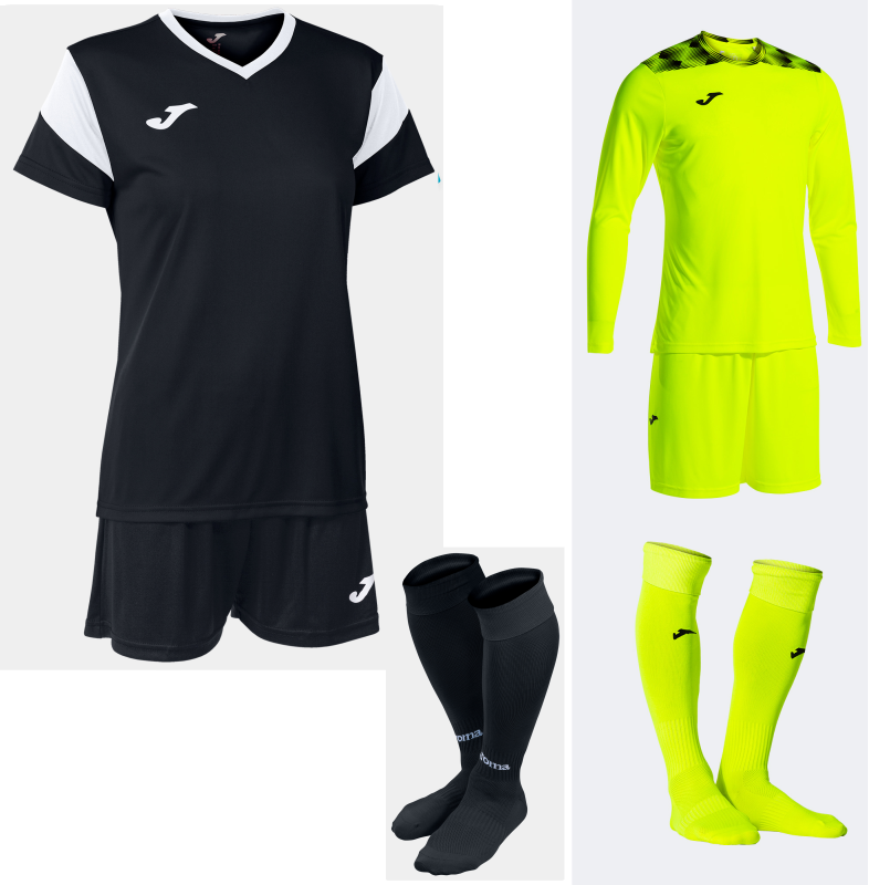 JOMA WOMENS PHEONIX SET KIT BUNDLE BLACK WHITE
