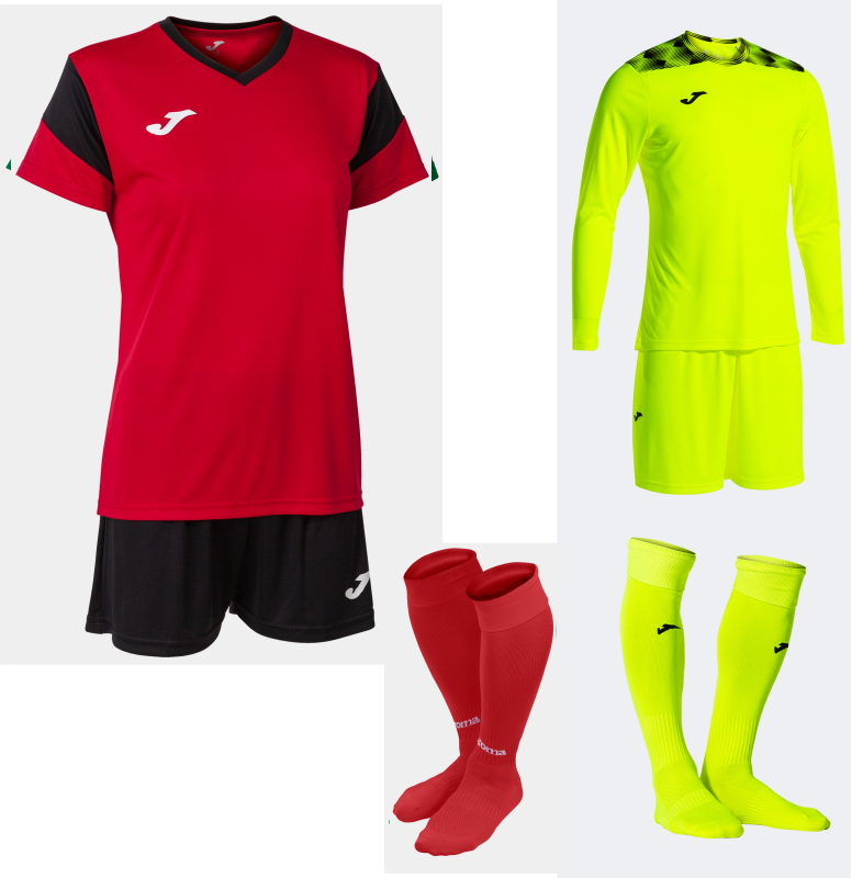 JOMA WOMENS PHEONIX SET KIT BUNDLE RED BLACK