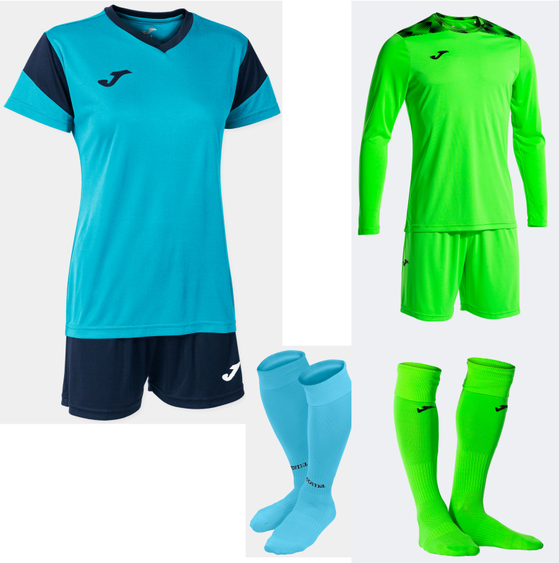 JOMA WOMENS PHEONIX SET KIT BUNDLE TURQUOISE FLUOR DARK NAVY