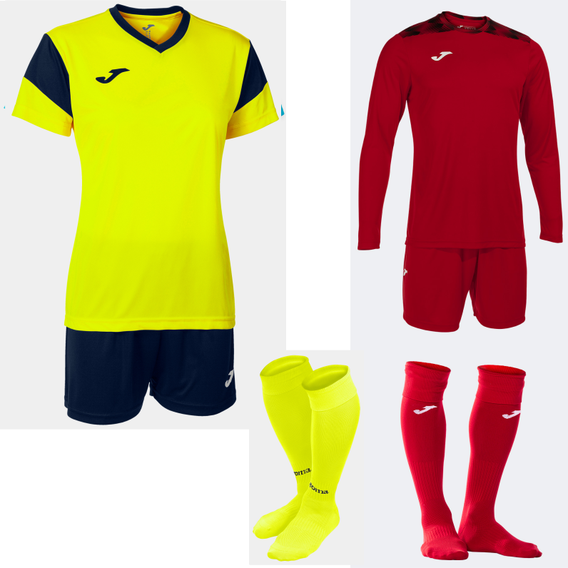 JOMA WOMENS PHEONIX SET KIT BUNDLE YELLOW FLUOR DARK NAVY