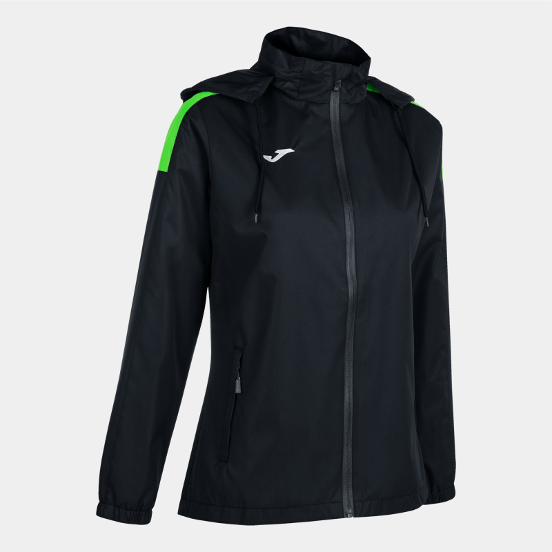 JOMA WOMENS TRIVOR RAINJACKET BLACK GREEN FLUOR