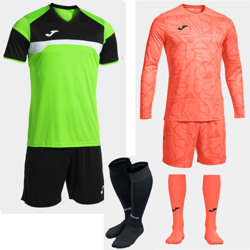 Joma Danubio III Set Kit Bundle Fluor Green Black