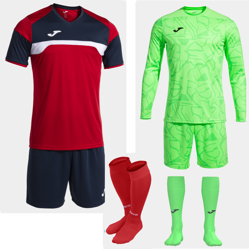Joma Danubio III Set Kit Bundle Red Dark Navy