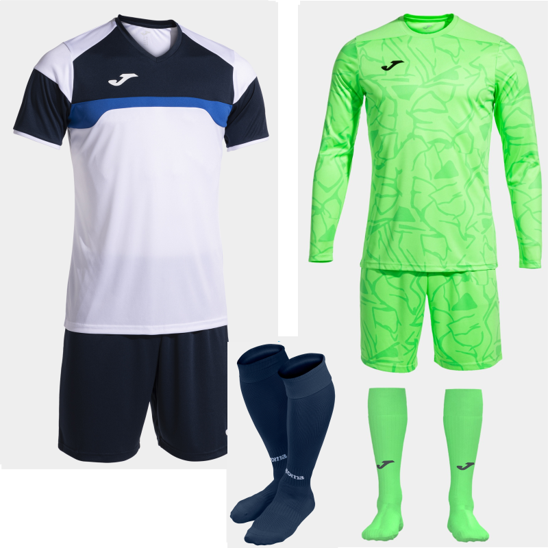 Joma Danubio III Set Kit Bundle White Dark Navy