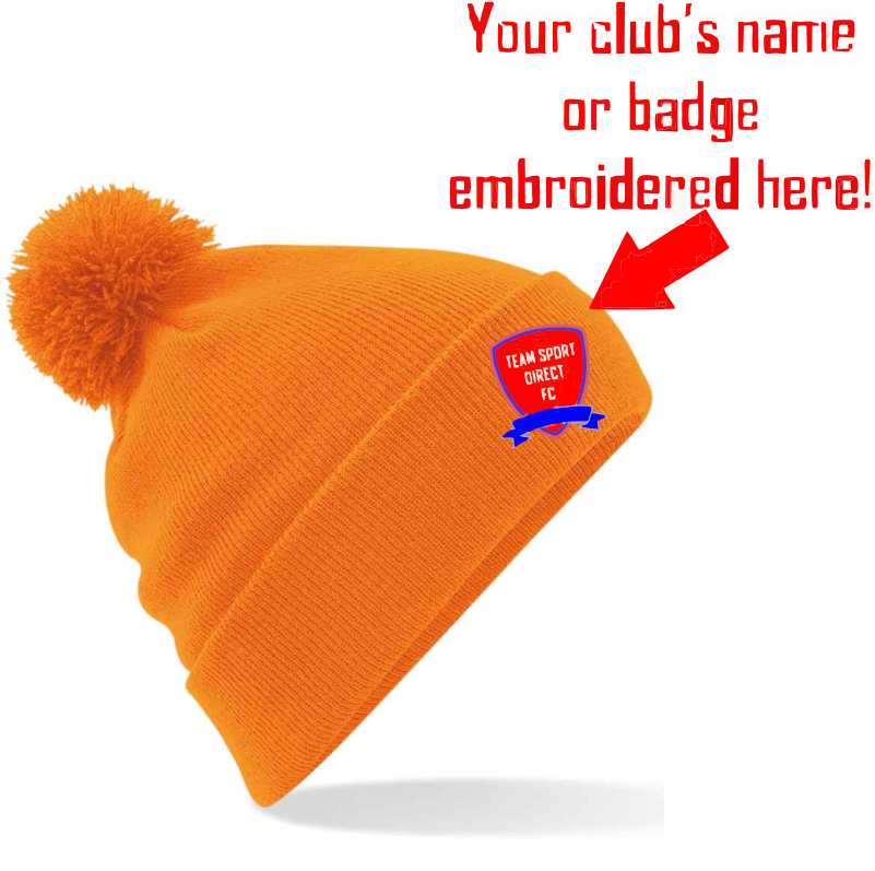 EMBROIDERED POM POM BEANIE ORANGE