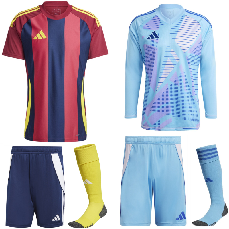 ADIDAS STRIPED 24 PREMIUM KIT BUNDLE NAVY BURGUNDY YELLOW