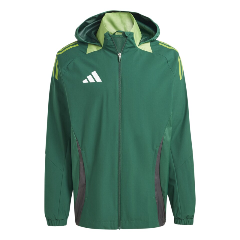 ADIDAS TIRO 24 COMPETITION ALL WEATHER JACKET TEAM DARK GREEN TECH EMERALD WHITE