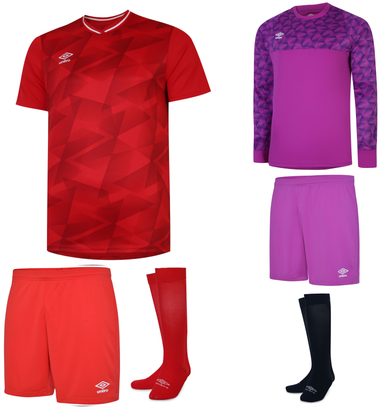 UMBRO TRIASSIC SHORT SLEEVE KIT BUNDLE RED Team Sport Direct