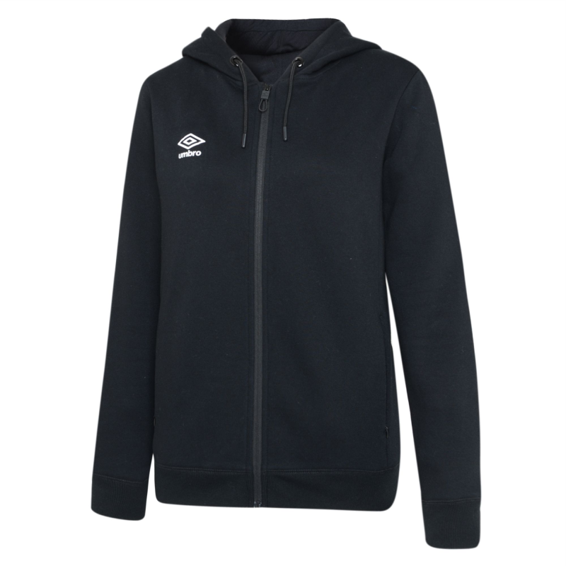 UMBRO CLUB LEISURE WOMENS ZIPPED HOODY BLACK WHITE