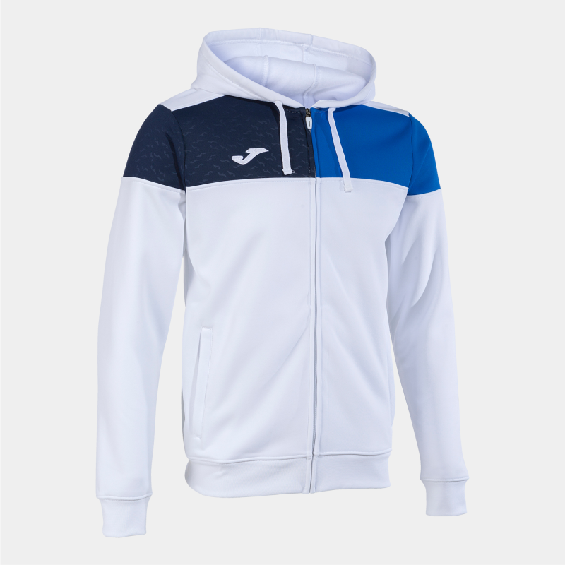 JOMA CREW V HOODIE THREE COLOUR WHITE ROYAL NAVY