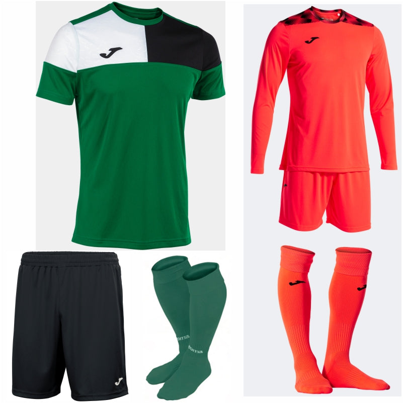 JOMA CREW V SS KIT BUNDLE GREEN MEDIUM/BLACK