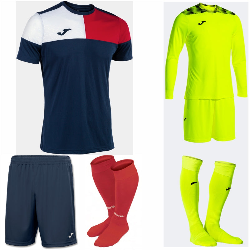 JOMA CREW V SS KIT BUNDLE DARK NAVY/RED
