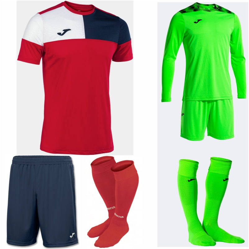 JOMA CREW V SS KIT BUNDLE RED/DARK NAVY