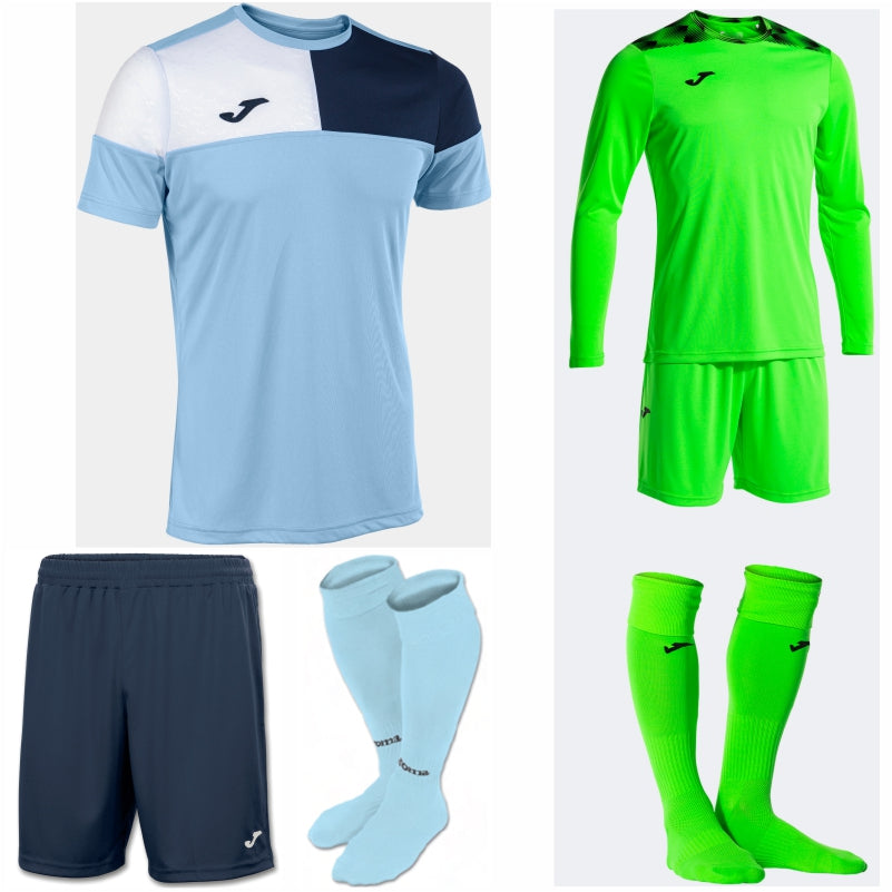 JOMA CREW V SS KIT BUNDLE SKY/DARK NAVY