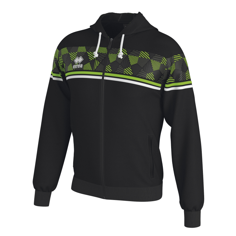 ERREA DRAGOS FULL ZIP HOODIE BLACK FLUO GREEN WHITE Team Sport Direct