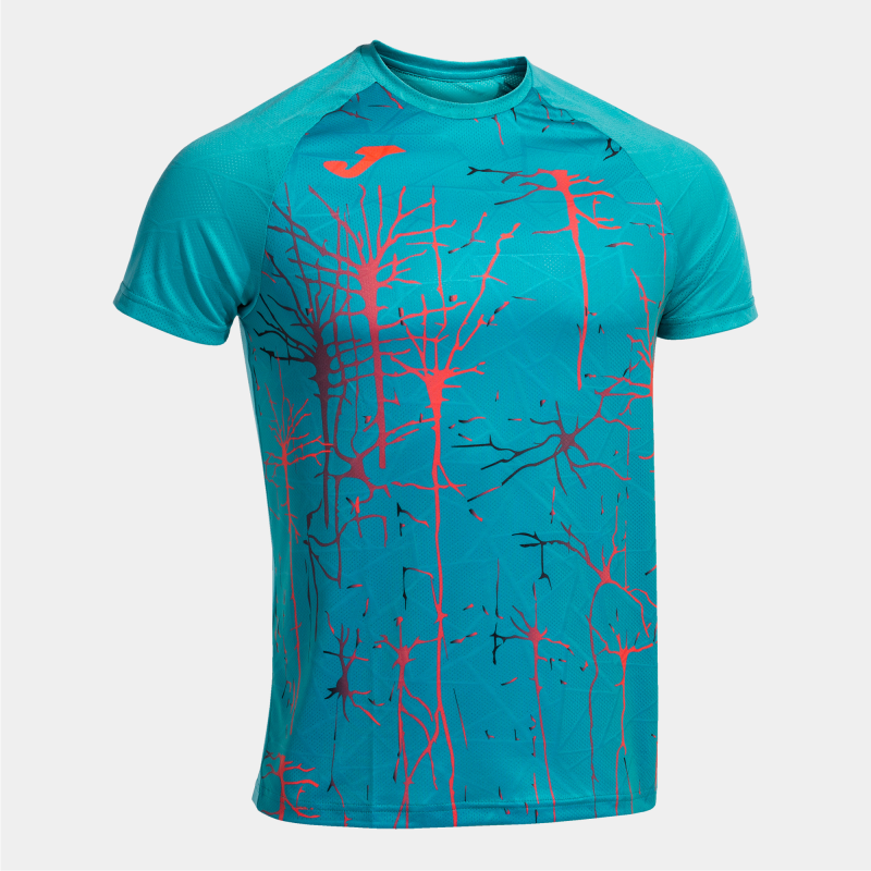 JOMA ELITE IX SHORT SLEEVE T-SHIRT BLUEBIRD NAVY CORAL FLUOR
