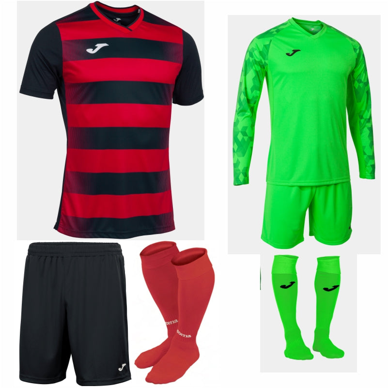 JOMA EUROPA V SS KIT BUNDLE BLACK/RED