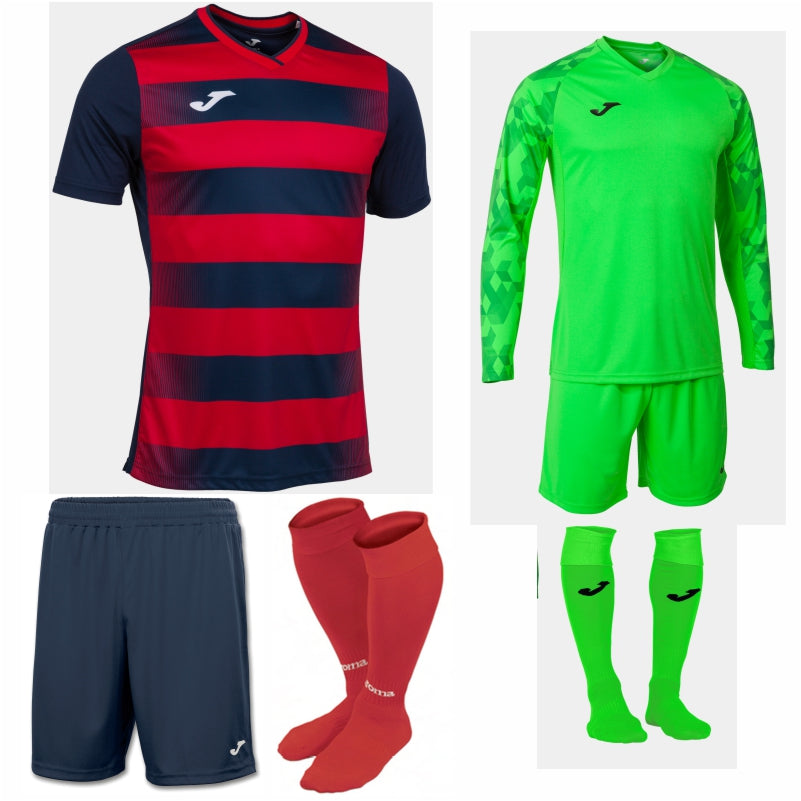 JOMA EUROPA V SS KIT BUNDLE NAVY/RED