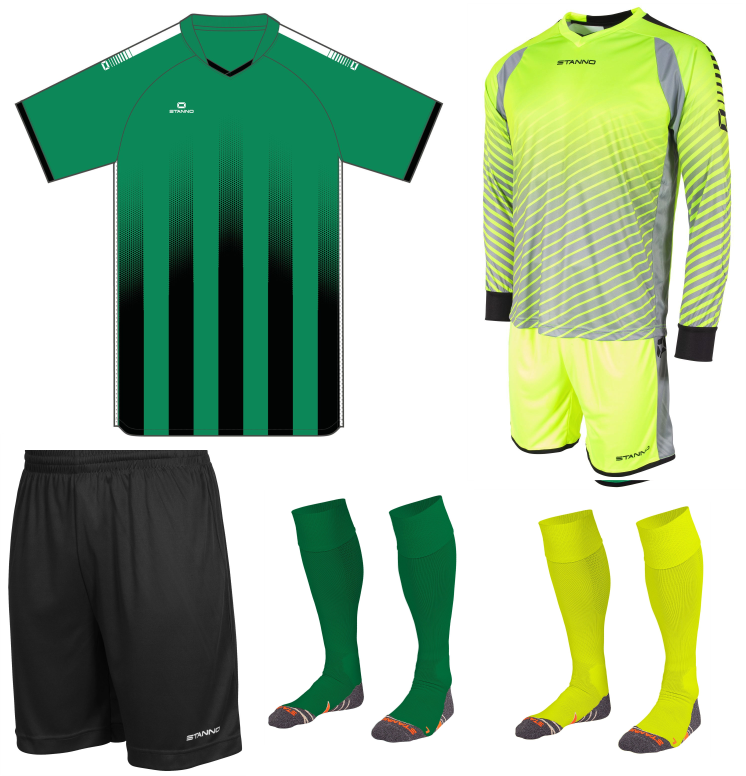 STANNO VIVID SS KIT BUNDLE GREEN BLACK Team Sport Direct