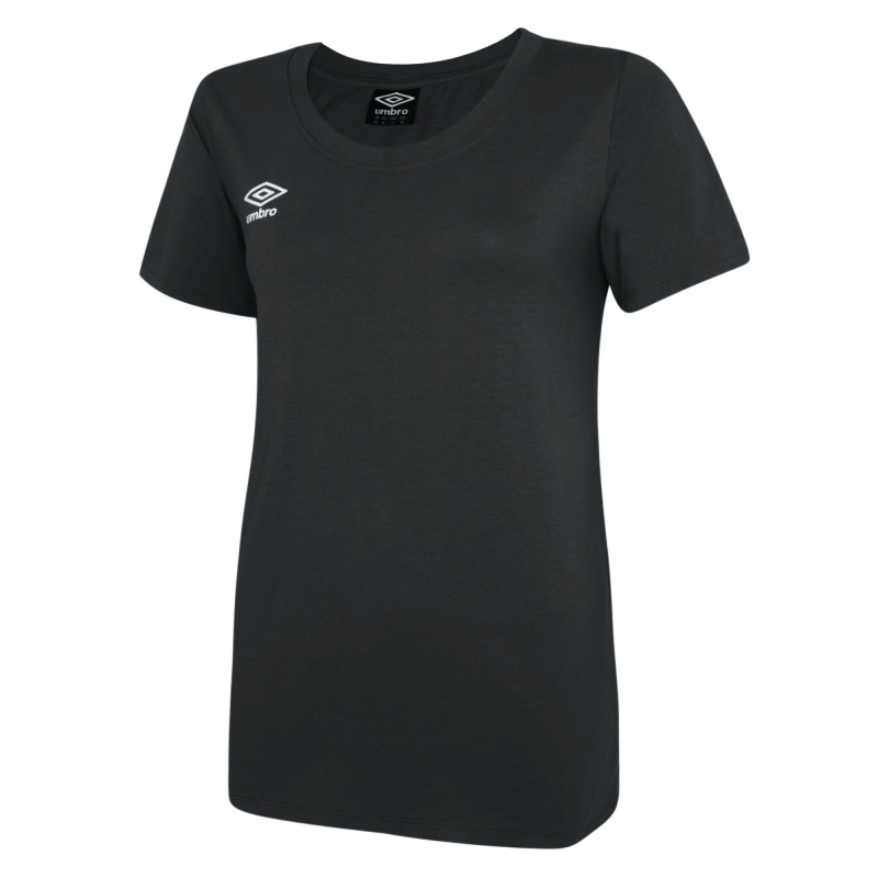UMBRO CLUB LEISURE WOMENS CREW TEE BLACK WHITE