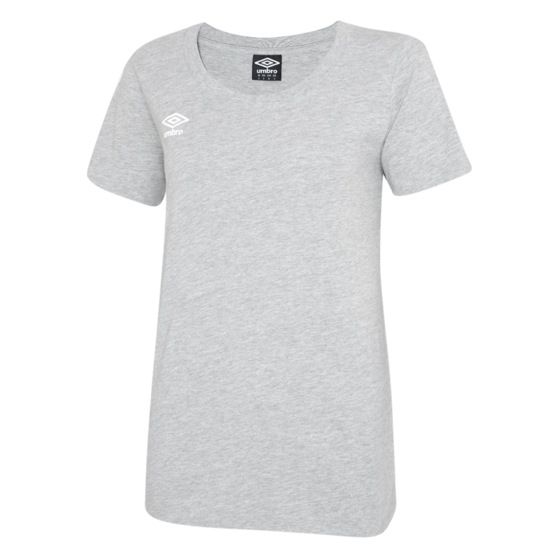 UMBRO CLUB LEISURE WOMENS CREW TEE LIGHT GREY WHITE