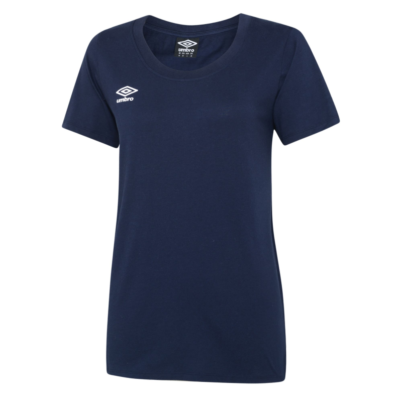 UMBRO CLUB LEISURE WOMENS CREW TEE TW NAVY WHITE