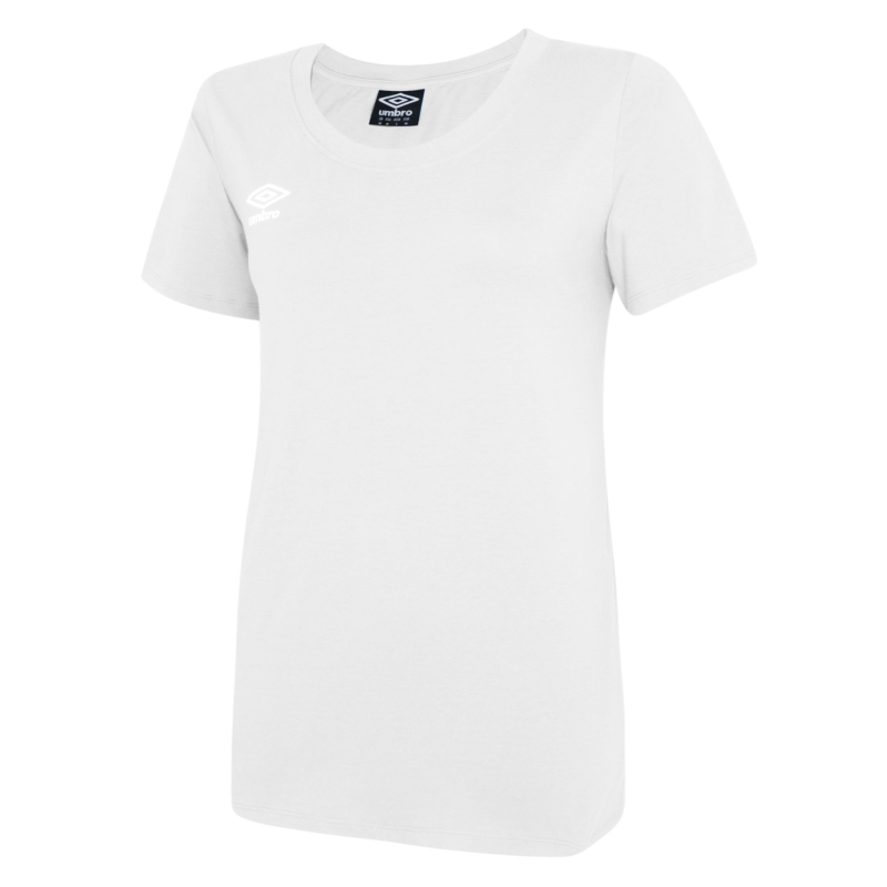 UMBRO CLUB LEISURE WOMENS CREW TEE WHITE BLACK