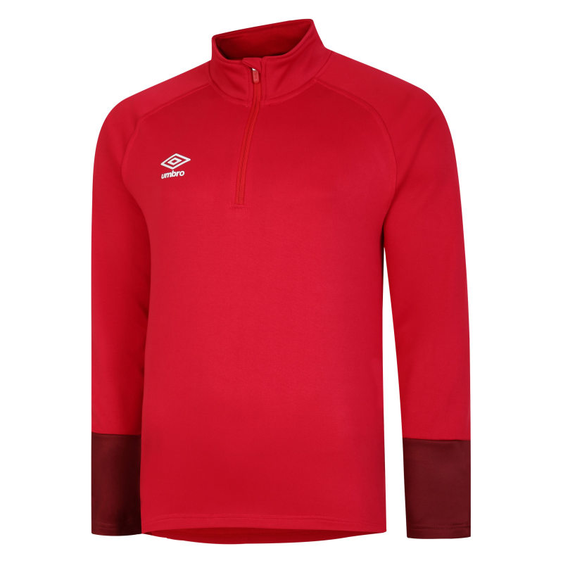 UMBRO TOTAL TRAINING QUARTER ZIP VERMILLION BIKING RED BLACK