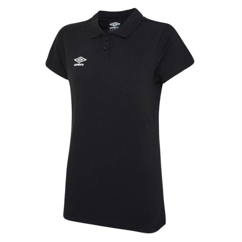 UMBRO WOMENS CLUB ESSENTIAL POLO BLACK WHITE