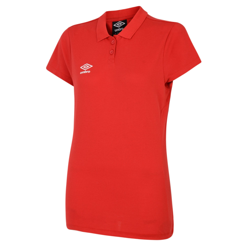 UMBRO WOMENS CLUB ESSENTIAL POLO VERMILLION WHITE