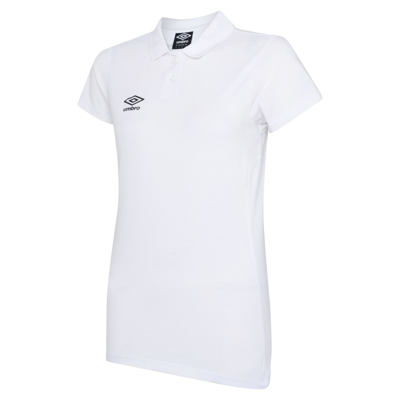 UMBRO WOMENS CLUB ESSENTIAL POLO WHITE BLACK