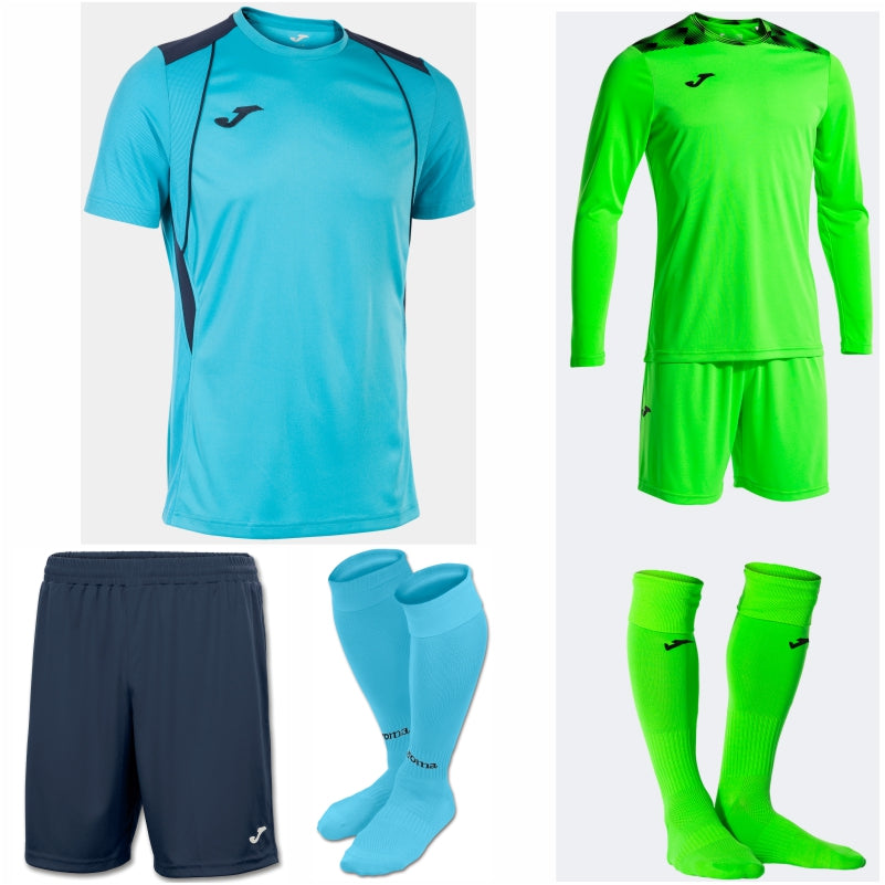 JOMA CHAMPIONSHIP VII SS KIT BUNDLE TURQUOISE FLUOR/DARK NAVY