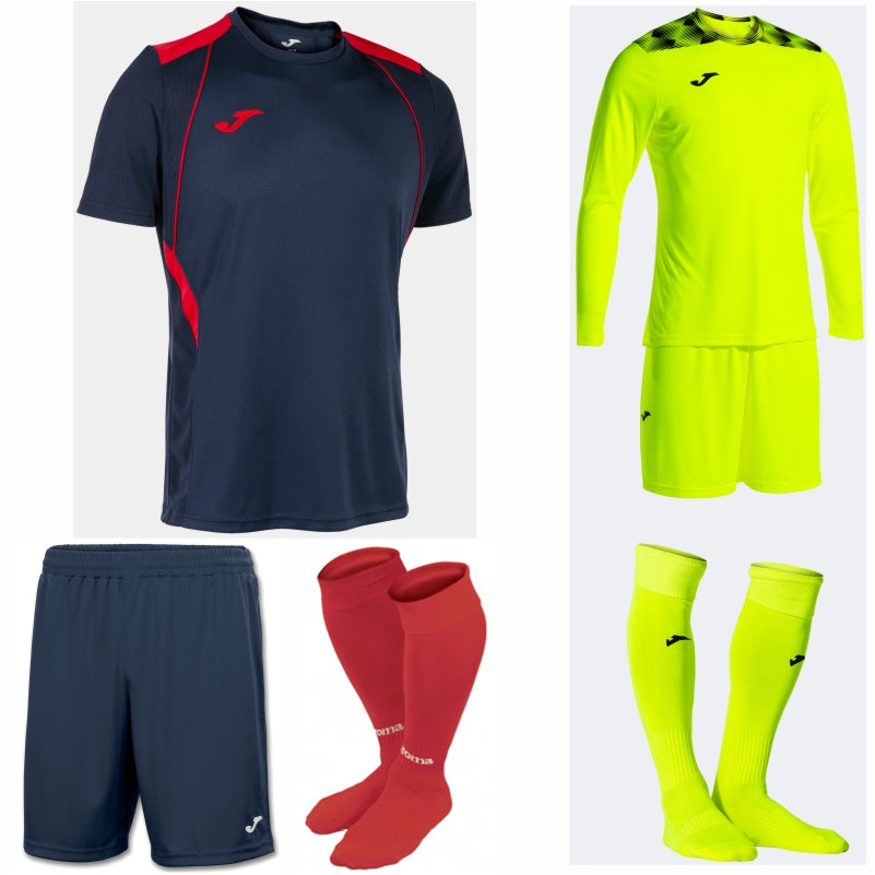 JOMA CHAMPIONSHIP VII SS KIT BUNDLE DARK NAVY/RED